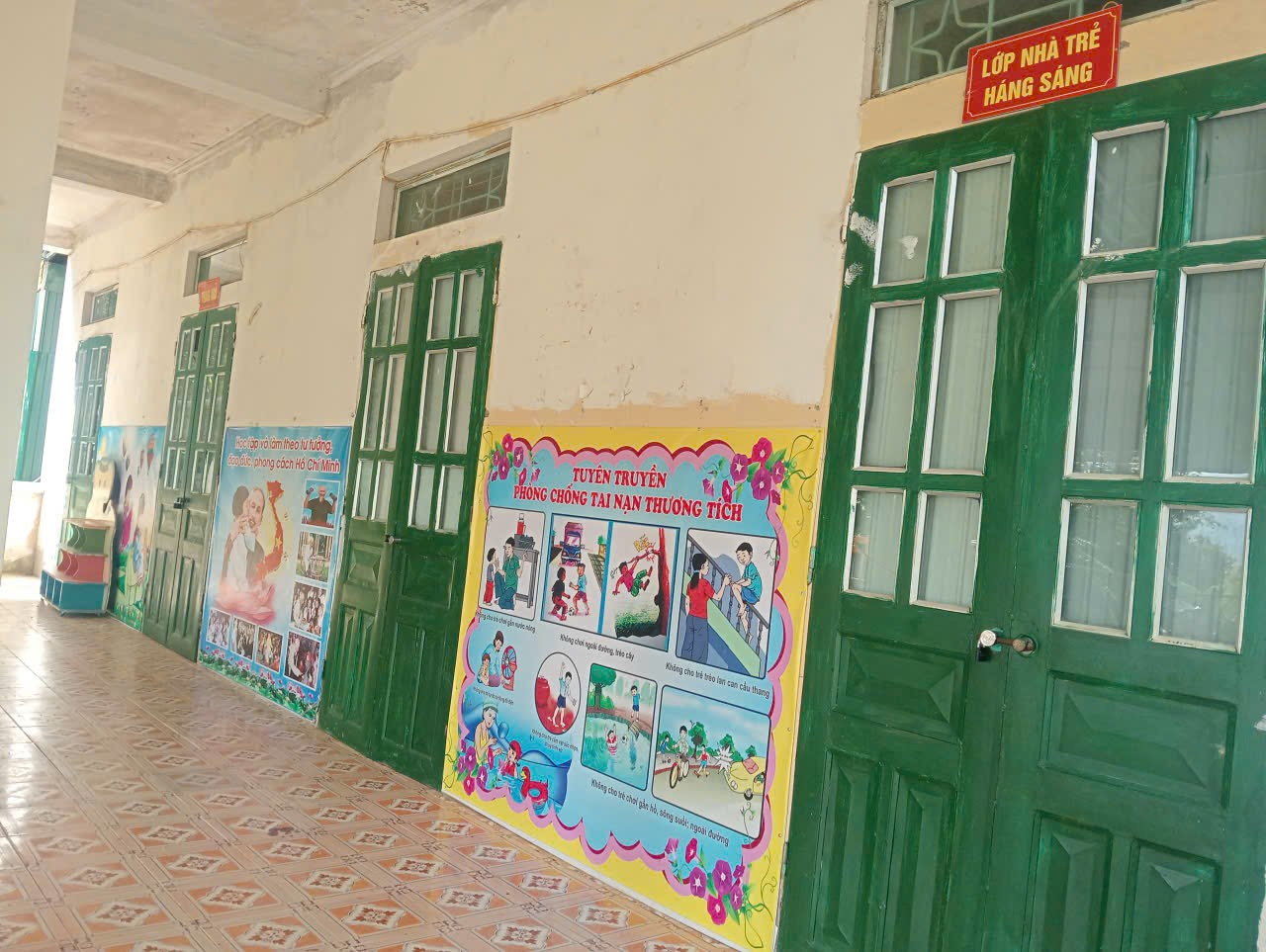 'A hallway with green doors and green doors
AI-generated content may be incorrect.'